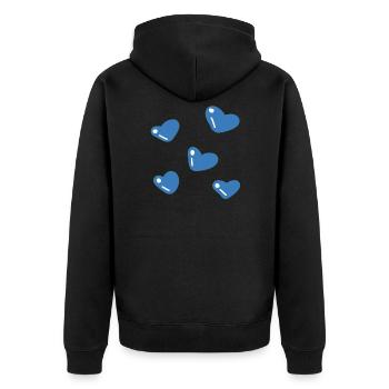 blaue herzen - Unisex Premium Bio Zip Hoodie - Schwarz - Hinten - Nico (187cm)