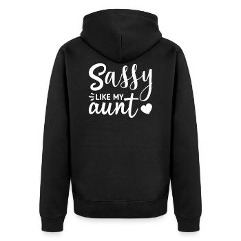 Sassy Like My Aunt, Cute Matching Auntie Niece Gif - Unisex Premium Bio Zip Hoodie - Schwarz - Hinten - Nico (187cm)