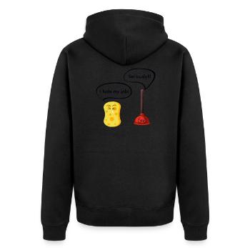 ich hasse meine Arbeit - Unisex Premium Bio Zip Hoodie - Schwarz - Hinten - Nico (187cm)