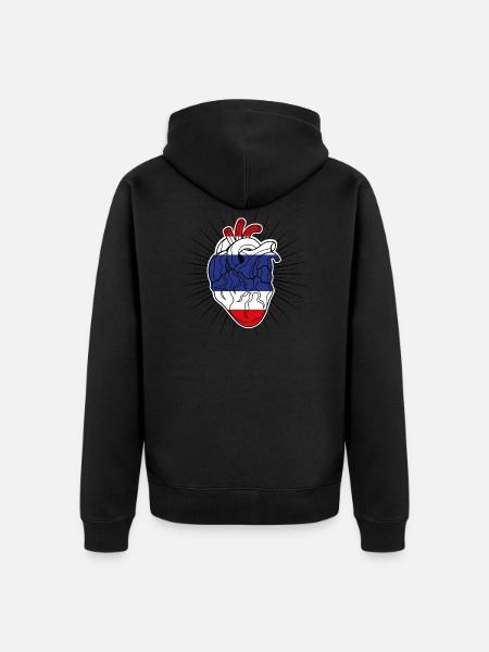 Cœur drapeau de la Thaïlande - Premium økologisk unisex-hættejakke - sort