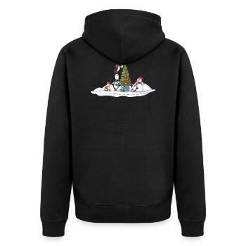 Penguins and friends decorating the Christmas tree - Unisex Premium Organic Zip Hoodie - black - Back - Nico (187cm)