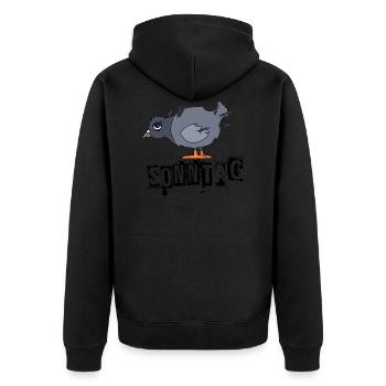 Lustige Taube am Sonntag - Unisex Premium Bio Zip Hoodie - Schwarz - Hinten - Nico (187cm)