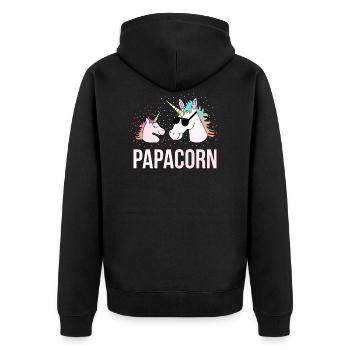 Papa licorne père enfant fille drôle cadeau - Veste à capuche bio Premium Unisexe - noir - Dos - Nico (187cm)