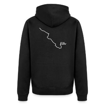 Elbe - Unisex Premium Bio Zip Hoodie - Schwarz - Hinten - Nico (187cm)