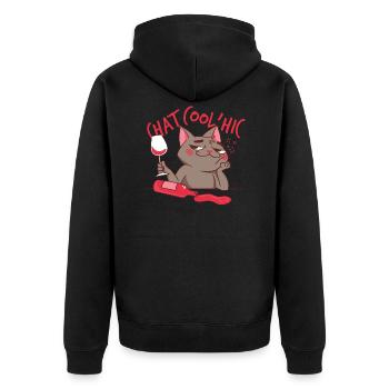Le Chat Cool Alcoolique | Humour | Idée Cadeau - Veste à capuche bio Premium Unisexe - noir - Dos - Nico (187cm)