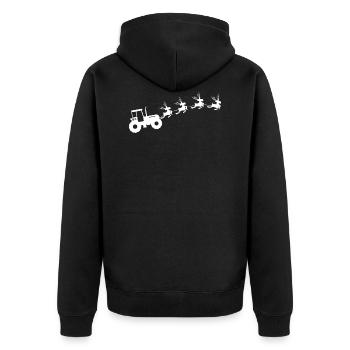 Christmas peasant tractor - Unisex Premium Organic Zip Hoodie - black - Back - Nico (187cm)