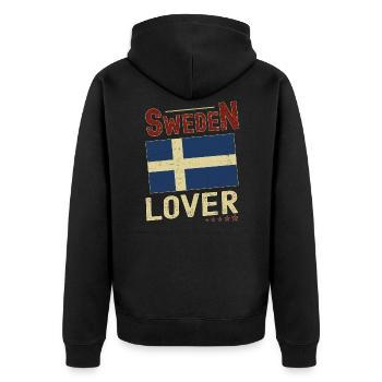 Sweden Lover - Unisex Premium Organic Zip Hoodie - black - Back - Nico (187cm)
