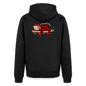 Eat Sleep And Be Merry Sloth - Unisex Premium Organic Zip Hoodie - black - Back - Nico (187cm)