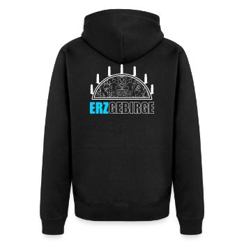 Schwibbogen Erzgebirge - Unisex Premium Bio Zip Hoodie - Schwarz - Hinten - Nico (187cm)