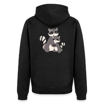 Waschbär Umarmen - Unisex Premium Bio Zip Hoodie - Schwarz - Hinten - Nico (187cm)
