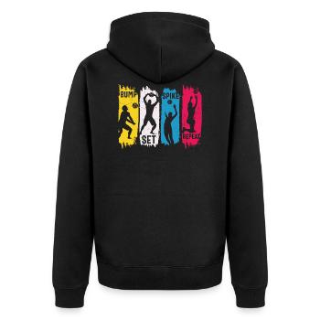 Volleyballer Spruch Volleyball Spieler - Unisex Premium Bio Zip Hoodie - Schwarz - Hinten - Nico (187cm)