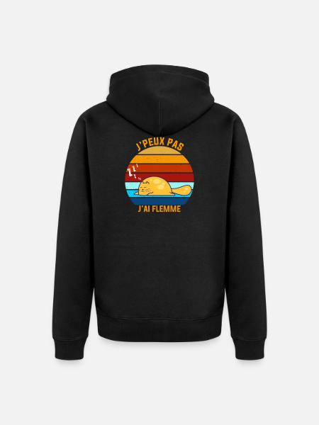 J'peux pas j'ai la flemme rétro vintage - Veste à capuche bio Premium Unisexe - noir