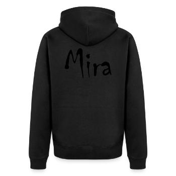 mira - Unisex Premium Bio Zip Hoodie - Schwarz - Hinten - Nico (187cm)