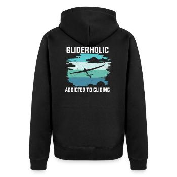 Piloten Lustiger Spruch Pilot - Unisex Premium Bio Zip Hoodie - Schwarz - Hinten - Nico (187cm)
