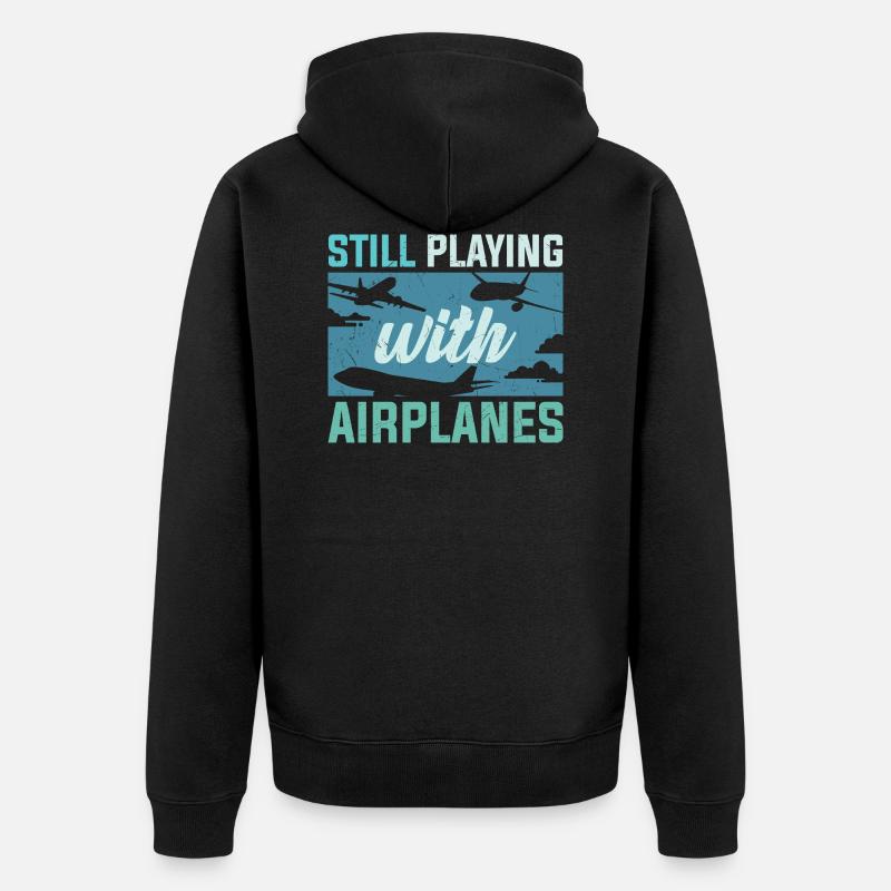 Piloten Lustiger Spruch Pilot - Unisex Premium Bio Zip Hoodie - Schwarz