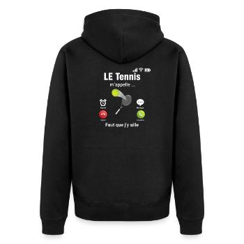 le tennis m’appelle, faut que j’y aille téléphone - Veste à capuche bio Premium Unisexe - noir - Dos - Nico (187cm)