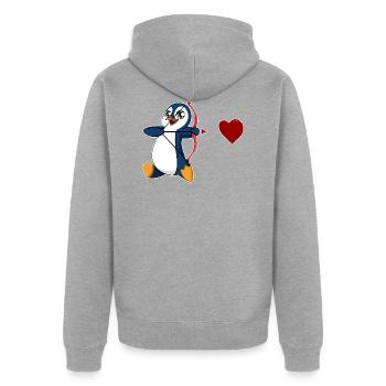 pingouin saint-valentin empereur manchot roi manchot - Veste à capuche bio Premium Unisexe - gris chiné - Dos - Nico (187cm)