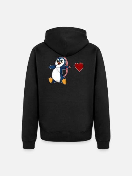 pingüino san valentín pingüino emperador pingüino rey - Chaqueta con capucha prémium ecológica unisex - negro
