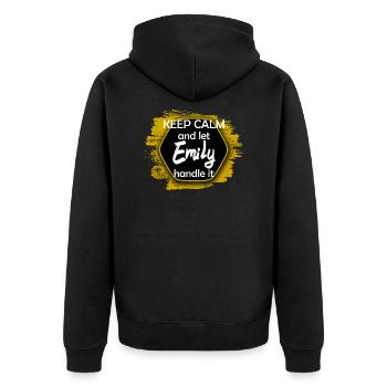 Keep Calm let Emily handle it funny saying - Unisex Premium Organic Zip Hoodie - black - Back - Nico (187cm)