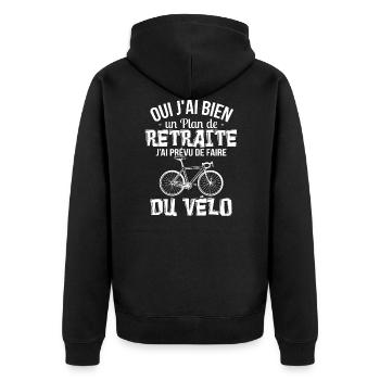 Plan De Retraite Vélo Humour Cadeau Homme Cycliste - Veste à capuche bio Premium Unisexe - noir - Dos - Nico (187cm)