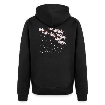 Sakura - Unisex Premium Organic Zip Hoodie - black - Back - Nico (187cm)