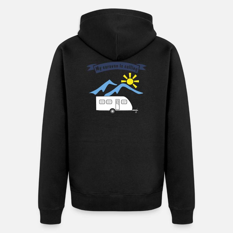 caravan is calling - Unisex Premium Organic Zip Hoodie - black