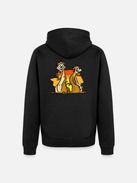 Meerkat Africa Comic Cartoon - Unisex Premium Organic Zip Hoodie - black