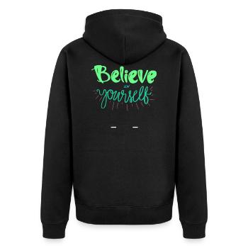 Motivation - Unisex Premium Bio Zip Hoodie - Schwarz - Hinten - Nico (187cm)