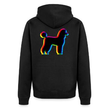 CMYK Pudel - Unisex Premium Bio Zip Hoodie - Schwarz - Hinten - Nico (187cm)