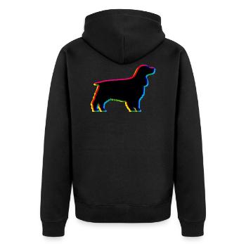 CMYK English Cocker Spaniel - Unisex Premium Bio Zip Hoodie - Schwarz - Hinten - Nico (187cm)