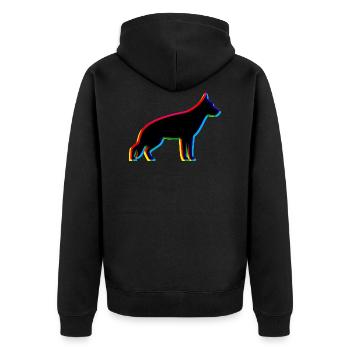 CMYK Deutscher Schäferhund - Unisex Premium Bio Zip Hoodie - Schwarz - Hinten - Nico (187cm)