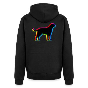CMYK Bernhardiner - Unisex Premium Bio Zip Hoodie - Schwarz - Hinten - Nico (187cm)