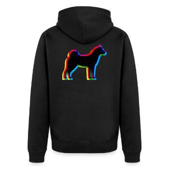 CMYK Akita - Unisex Premium Bio Zip Hoodie - Schwarz - Hinten - Nico (187cm)
