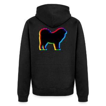 CMYK Tibetdogge / Do Khyi / Mastiff - Unisex Premium Bio Zip Hoodie - Schwarz - Hinten - Nico (187cm)
