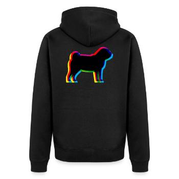 CMYK Mops - Unisex Premium Bio Zip Hoodie - Schwarz - Hinten - Nico (187cm)