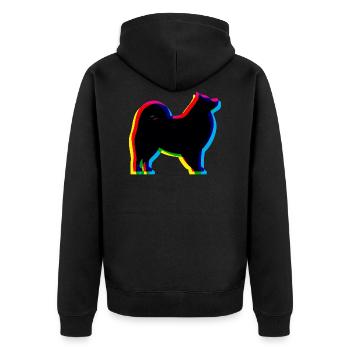 CMYK Samoyed - Unisex Premium Organic Zip Hoodie - black - Back - Nico (187cm)