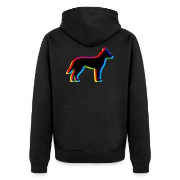 CMYK Dingo - Unisex Premium Bio Zip Hoodie - Schwarz - Hinten - Nico (187cm)