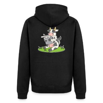 Lustige Kuh mit einem Eimer Milch süße Kuh Kühe - Unisex Premium Bio Zip Hoodie - Schwarz - Hinten - Nico (187cm)