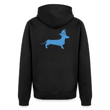 Dackel Alaaf - Unisex Premium Bio Zip Hoodie - Schwarz - Hinten - Nico (187cm)