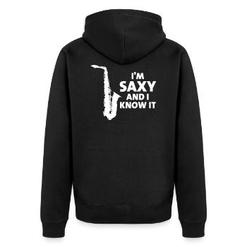 Je suis Saxy et je le sais - Veste à capuche bio Premium Unisexe - noir - Dos - Nico (187cm)