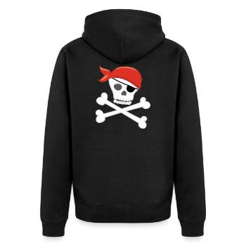 PIRATE - Unisex Premium Bio Zip Hoodie - Schwarz - Hinten - Nico (187cm)