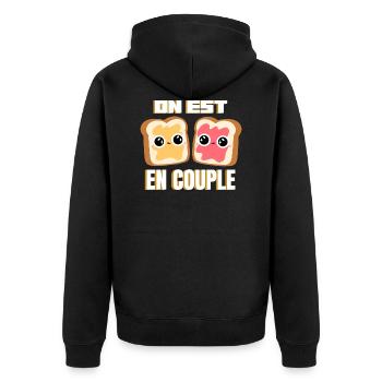 Tartines on est en couple Humour Amour Valentin - Veste à capuche bio Premium Unisexe - noir - Dos - Nico (187cm)