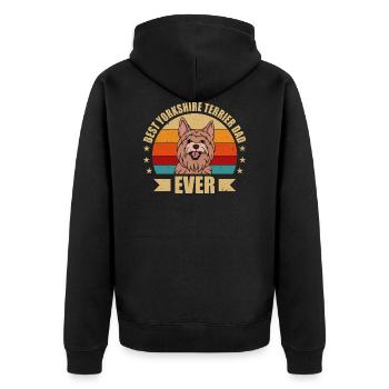 BEST YORKSHIRE TERRIER Papa - Unisex Premium Organic Zip Hoodie - black - Back - Nico (187cm)