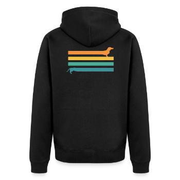 Dackel Dackelhund Vintage Teckel - Unisex Premium Bio Zip Hoodie - Schwarz - Hinten - Nico (187cm)
