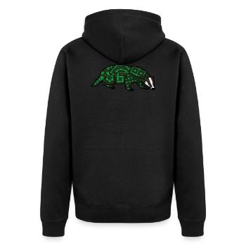 ZenDoodle "Badger" - Unisex Premium Organic Zip Hoodie - black - Back - Nico (187cm)