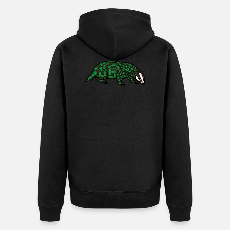 ZenDoodle "Dachs" - Unisex Premium Bio Zip Hoodie - Schwarz