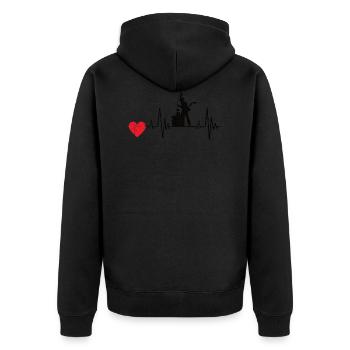 Schornsteinfeger EKG Essenkehrer Puls Kaminkehrer - Unisex Premium Bio Zip Hoodie - Schwarz - Hinten - Nico (187cm)