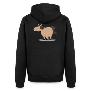 Dickes Pony - Unisex Premium Bio Zip Hoodie - Schwarz - Hinten - Nico (187cm)