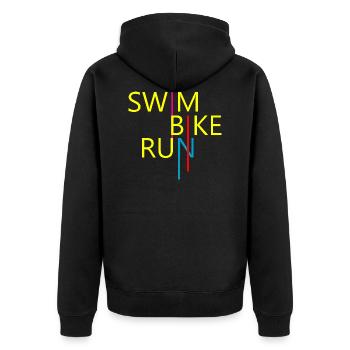 Triathlon Natation Bike Run - Veste à capuche bio Premium Unisexe - noir - Dos - Nico (187cm)