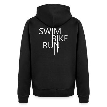 Triathlon Natation Bike Run - Veste à capuche bio Premium Unisexe - noir - Dos - Nico (187cm)